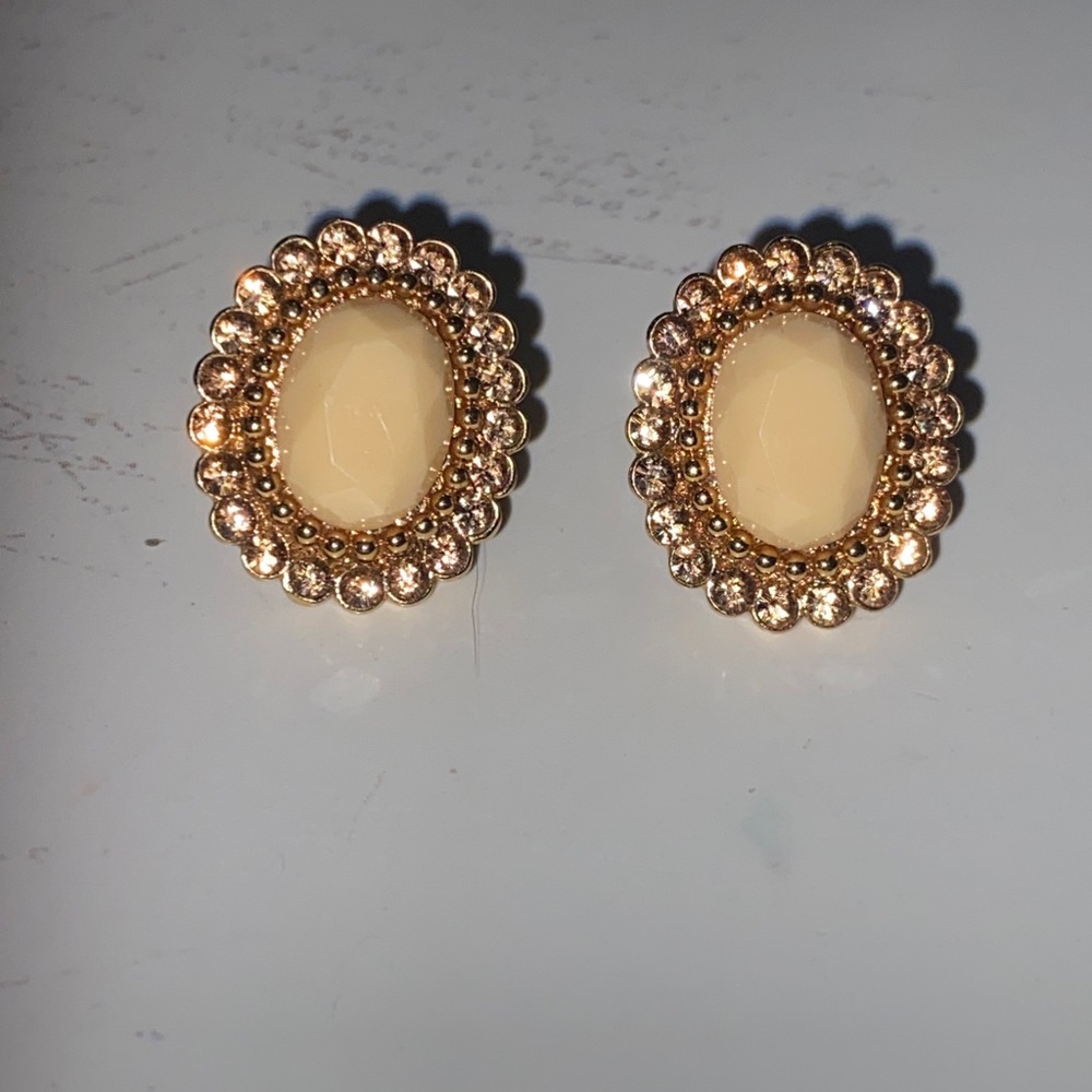 Kate Spade earrings pale yellow with accent crystals